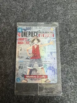 Monkey D. Luffy One Piece College Basketball US Voyage Promo Card Sealed - Image 1