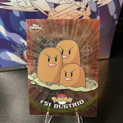2000 Topps Chrome Pokemon Dugtrio # 51 T.V. Animation Card Series 1 Foil - Image 1
