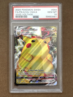 2020 Pokemon SWSH Vivid Voltage Pikachu VMAX #044/185 PSA 10 Gem Mint - Image 1