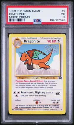 1999 POKEMON GAME MOVIE PROMO #5 DRAGONITE PSA 3 - Image 1