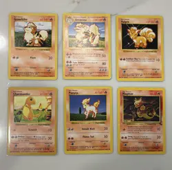 Nintendo Pokemon TCG Base Set Fire Lot 6 Cards English 1999 4 shadow less cards - Image 1