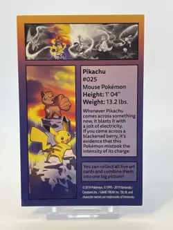 2019 Pokemon TCG Kanto Power Mini Tin Art Card Pikachu Vulpix Panel 2 - Image 2