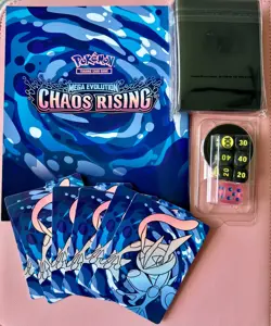 Pokemon TCG ME04 Chaos Rising ETB Card Sleeves Player's guide Dice Coin Dividers - Image 2