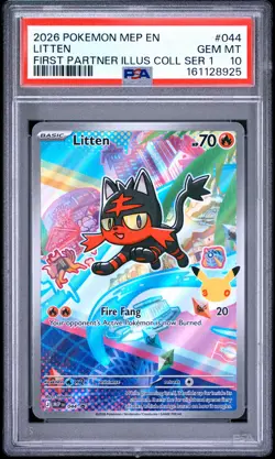 2026 POKEMON MEP EN-ME BLACK STAR PROMO #044 LITTEN PSA 10 - Image 1