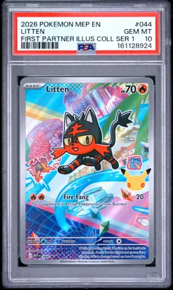 2026 POKEMON MEP EN-ME BLACK STAR PROMO #044 LITTEN PSA 10 - Image 1