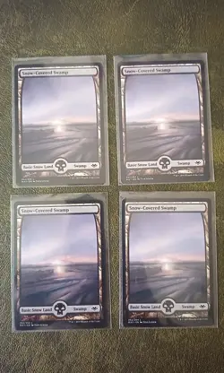 Snow-Covered Plains & Swamps 8x KHM 2021 MH1 2019 MTG black white lands lot - Image 3
