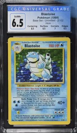 Vintage WOTC Pokemon Blastoise - 1999 Base Set #2/102 - CGC 6.5 Ex/NM+ Holo Rare - Image 3