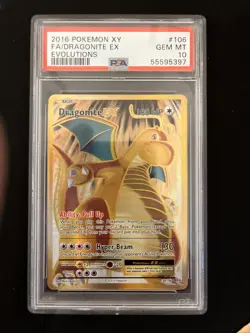 Pokemon XY Evolutions 2016 Dragonite EX PSA 10 Full Art FA Gem Mint #106/108 - Image 1