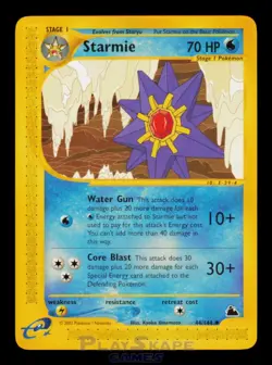 Pokemon Card Starmie 44/144 Skyridge Uncommon Vintage WOTC LP 2003 - Image 1