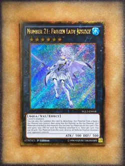 Yugioh Number 21: Frozen Lady Justice PGL2-EN018 Gold Secret Rare 1st Ed NM - Image 1