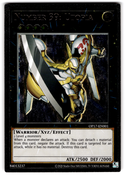 YUGIOH NUMBER 39: UTOPIA ULTIMATE RARE NEAR MINT CONDITION OP17-EN001 - Image 1