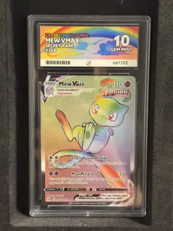 ACE 10 Mew VMAX 268/264 Rainbow Secret Fusion Strike Pokemon Card Matching Label - Image 1