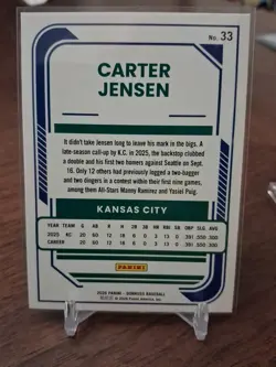 2026 Donruss Carter Jensen 2 Card Lot- Optic & Liberty- Go Royals!!! - Image 3