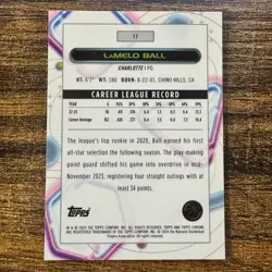 2023-24 Topps Chrome Cosmic Lamelo Ball #17 Aqua Equinox Refractor #011/149 CHA - Image 2