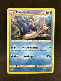 Pokemon Primarina 41/149 Sun & Moon Base Set Cracked Ice Holo Rare VLP - Image 1