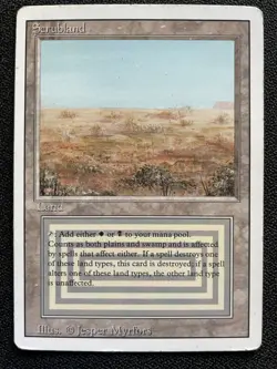 Magic the Gathering (MTG) - Revised Scrubland - Dual Land - MP (card#1) - Image 1