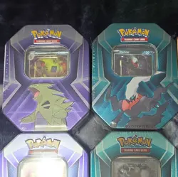 Pokemon TCG Triple Whammy Tin Set Tyranitar Slaking Darkrai 2024 6 Tins Sealed - Image 2