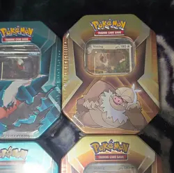 Pokemon TCG Triple Whammy Tin Set Tyranitar Slaking Darkrai 2024 6 Tins Sealed - Image 3