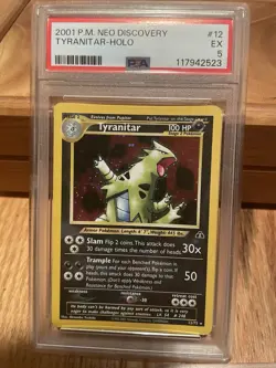 Pokemon TCG Tyranitar Neo Discovery Holo Card 12/75 PSA 5 - Image 1