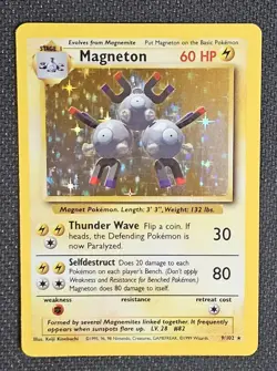 Magneton 9/102 Pokemon Base Set Unlimited Holo Rare Card WOTC LP - Image 1
