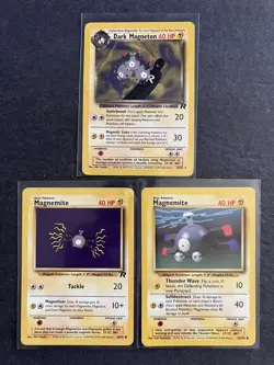 Pokemon TCG 2000 Dark Magneton 28/82 1999 & 2000 Magnemite 40HP 3Total Cards - Image 1