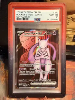 Pokemon TCG Destined Rivals Team Rockets Mewtwo EX Ultra Rare Card 213 PSA 10 - Image 1