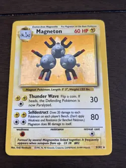 Pokemon TCG Magneton Base Set Holo Rare Card 9/102 LP Condition - Image 1