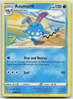Pokemon Card Azumarill Rare SWSH08: Fusion Strike 059/264 - Image 1