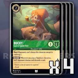 Bucky Squirrel Squeak Tutor 073/204 x4 UC Floodborn Disney Lorcana - Image 1