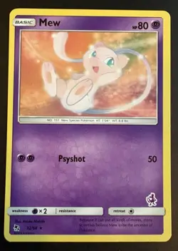 Mew 32/68 Battle Academy Hidden Fates Mewtwo Stamped Pokemon Card TCG LP - Image 1