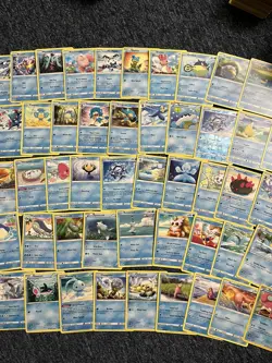 Pokemon Trading Card Game Lot Of 103 Water Type Cards - Image 1