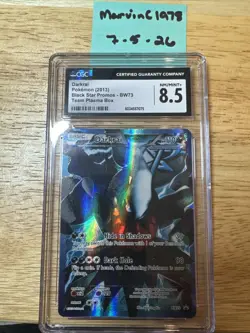 CGC 8.5 NM/MINT+ Darkrai BW73 Black Star Promos Team Plasma (Box) Pokemon Card - Image 1