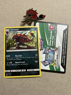 Zoroark SM89 Shining Legends Promo | Pokemon TCG NM + Zoroark Pin & Code Card - Image 1