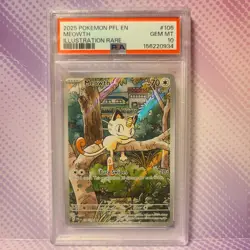 2025 POKEMON PFL EN-PHANTASMAL FLAMES ILLUSTRATION RARE #106 MEOWTH PSA 10 - Image 1