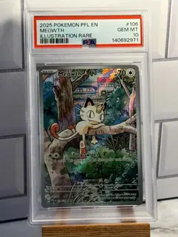 2025 POKEMON PFL EN-PHANTASMAL FLAMES ILLUSTRATION RARE #106 MEOWTH PSA 10 - Image 1