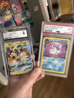 Pokemon TCG 2 Graded Cards: Dark Vaporeon 1st Ed + Raichu Tag Team - Image 1