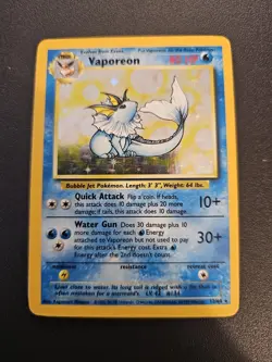 Pokemon TCG Vaporeon Holo Rare Card 12/64 Jungle No Symbol Error LP - - Image 1
