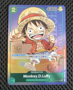 Monkey D Luffy P-037 1st Anniversary Tournament STAMP Promo Holo One Piece Card - Image 1