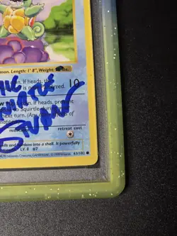 Pokemon Squirtle Base Set 1st Edition #63 Eric Stuart Auto Authentic PSA 8 - Image 4