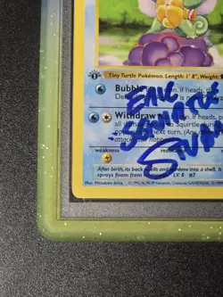 Pokemon Squirtle Base Set 1st Edition #63 Eric Stuart Auto Authentic PSA 8 - Image 5
