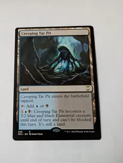 1x Creeping Tar Pit | Misprint / Miscut | New Capenna Commander | MTG Magic Card - Image 1