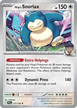 Hop's Snorlax [JTG - 117/159] LP Rare EN Reverse Holofoil - Image 1