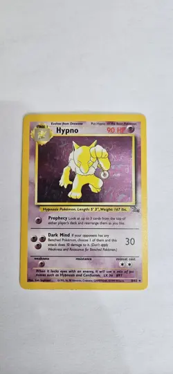 Pokemon TCG Hypno Fossil Holo Card 8/62 Unlimited Rare, LP Condition - Image 1