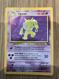 Pokemon TCG Hypno Fossil Holo Card 8/62 Unlimited Rare HP - Image 1