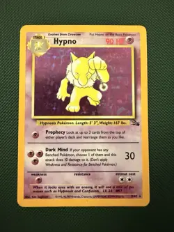 Pokemon TCG Hypno Base Set Holo Unlimited Rare Card 8/62 Fossil - Image 1