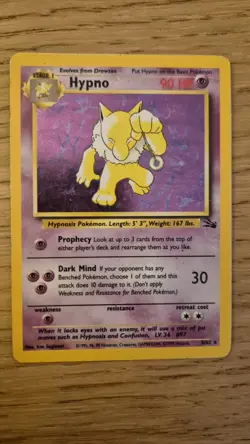 Pokemon TCG Hypno Fossil Holo Unlimited Rare Card 8/62 Lightly Played - Image 1