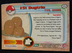 Pokemon #51 Dugtrio - TOPPS Trading Card Non Holo Blue Logo HP - Image 2
