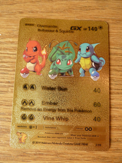 Charmander Bulbasaur Squirtle GX HP140 Gold Foil Fan Art Pokemon Card Pokemon - Image 1