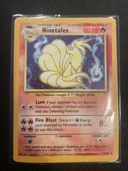 Base Set Holo Ninetales 12/102 LP Holo Rare Pokemon Card Vintage 1999-2000 - Image 1