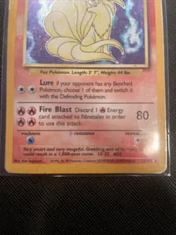 Base Set Holo Ninetales 12/102 LP Holo Rare Pokemon Card Vintage 1999-2000 - Image 3